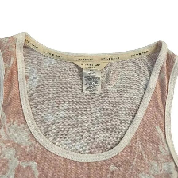 Lucky Brand Floral Tank Top Womens Large Pink White Stretch Soft Boho Hippie  XS - Picture 2 of 7